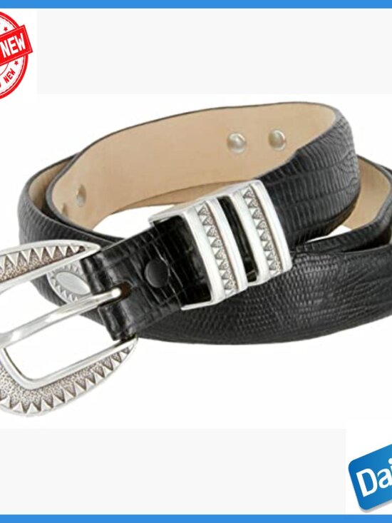 Italian Calfskin Leather Dress Belt with Conchos Buckle Size 40